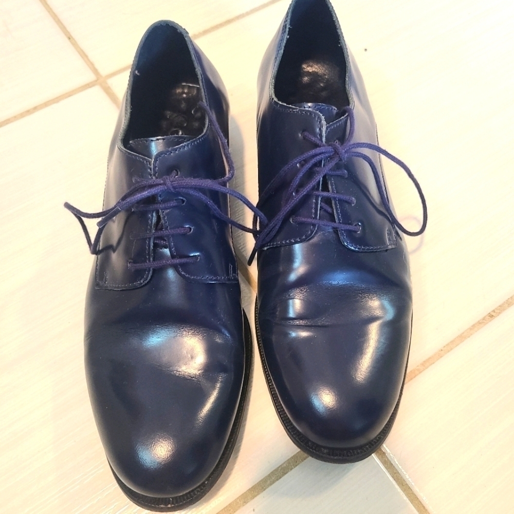 COS Deep Blue Leather Lace-Up Loafers